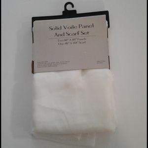 Sheer Voile Curtain Panel & Scarf Set - Off White